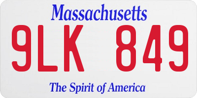 MA license plate 9LK849