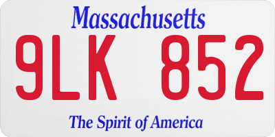 MA license plate 9LK852