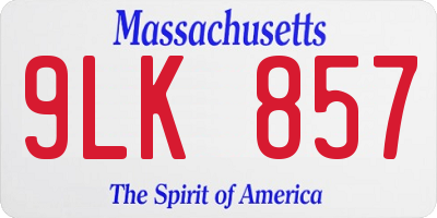 MA license plate 9LK857