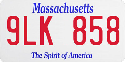 MA license plate 9LK858