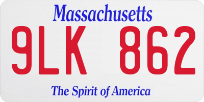 MA license plate 9LK862