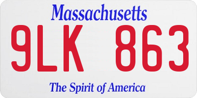 MA license plate 9LK863