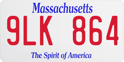MA license plate 9LK864