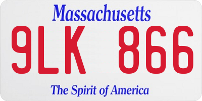 MA license plate 9LK866