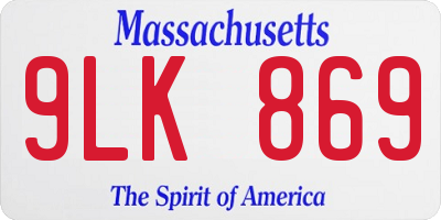 MA license plate 9LK869