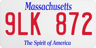 MA license plate 9LK872
