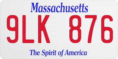 MA license plate 9LK876