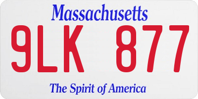 MA license plate 9LK877