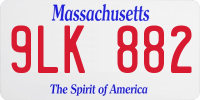 MA license plate 9LK882
