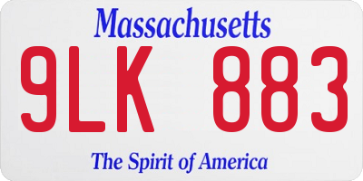 MA license plate 9LK883