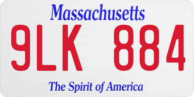 MA license plate 9LK884