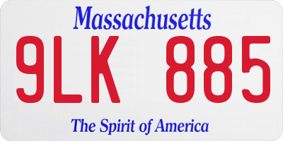 MA license plate 9LK885