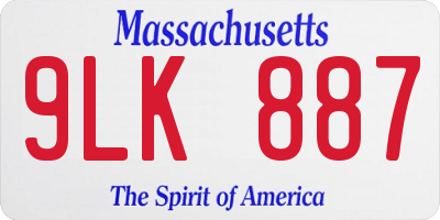 MA license plate 9LK887