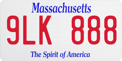 MA license plate 9LK888