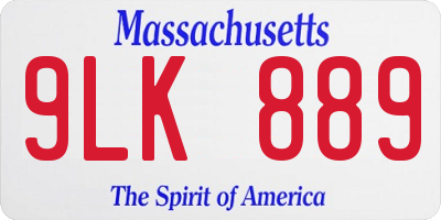 MA license plate 9LK889