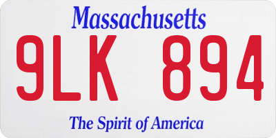 MA license plate 9LK894