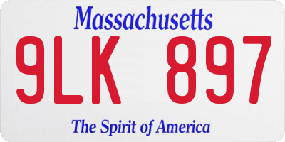 MA license plate 9LK897