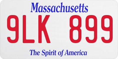 MA license plate 9LK899