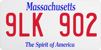 MA license plate 9LK902