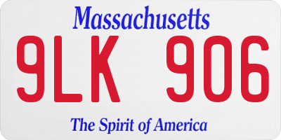 MA license plate 9LK906
