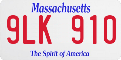 MA license plate 9LK910
