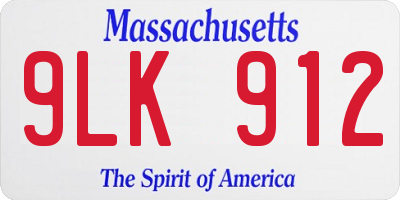 MA license plate 9LK912