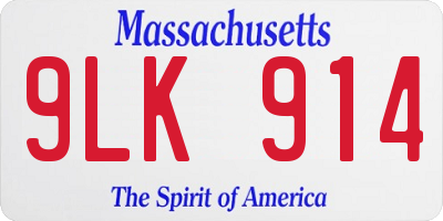 MA license plate 9LK914