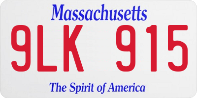 MA license plate 9LK915