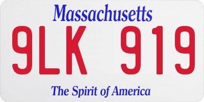 MA license plate 9LK919