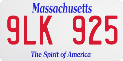 MA license plate 9LK925
