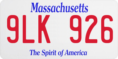 MA license plate 9LK926