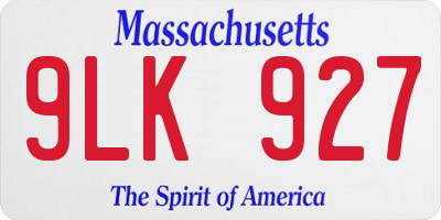 MA license plate 9LK927