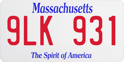MA license plate 9LK931