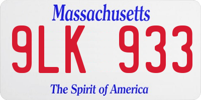 MA license plate 9LK933