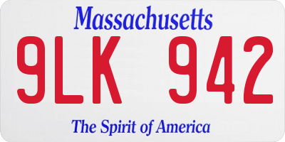 MA license plate 9LK942