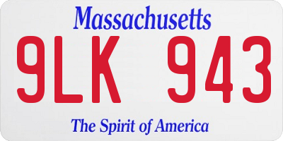 MA license plate 9LK943