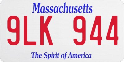 MA license plate 9LK944