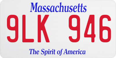 MA license plate 9LK946