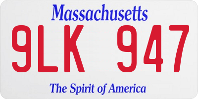 MA license plate 9LK947