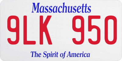 MA license plate 9LK950
