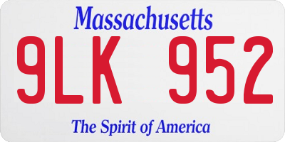 MA license plate 9LK952
