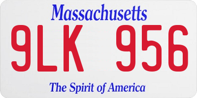 MA license plate 9LK956