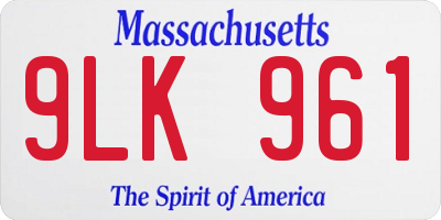 MA license plate 9LK961