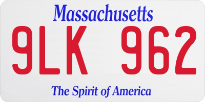 MA license plate 9LK962