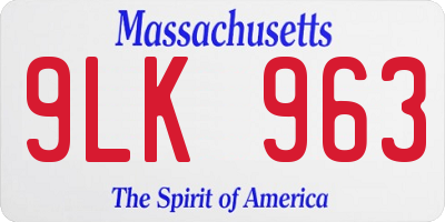 MA license plate 9LK963