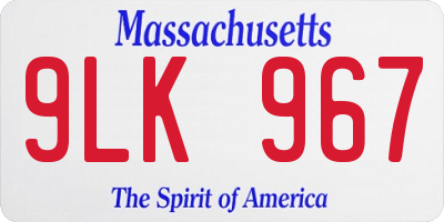 MA license plate 9LK967