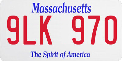 MA license plate 9LK970