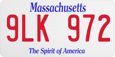 MA license plate 9LK972