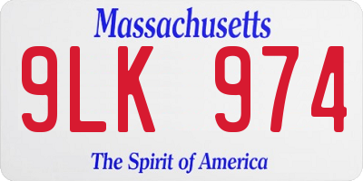 MA license plate 9LK974