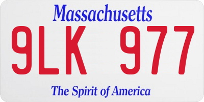MA license plate 9LK977